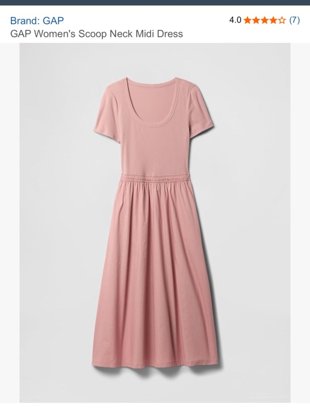 GAP Scoop Neck Midi Dress in Dusty Rose Size M , L NWT - Picture 6 of 6
